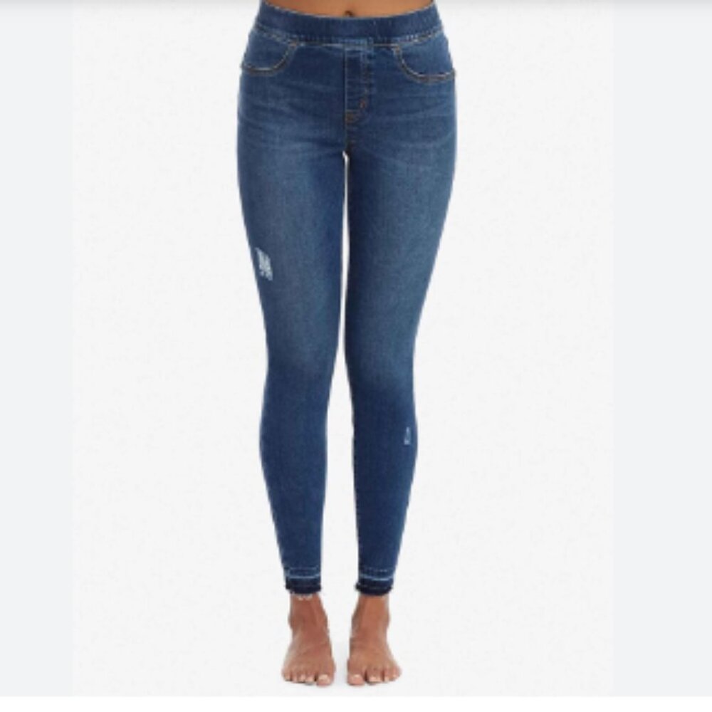 EUC: Spanx Distressed Denim Skinny Jean Leggings